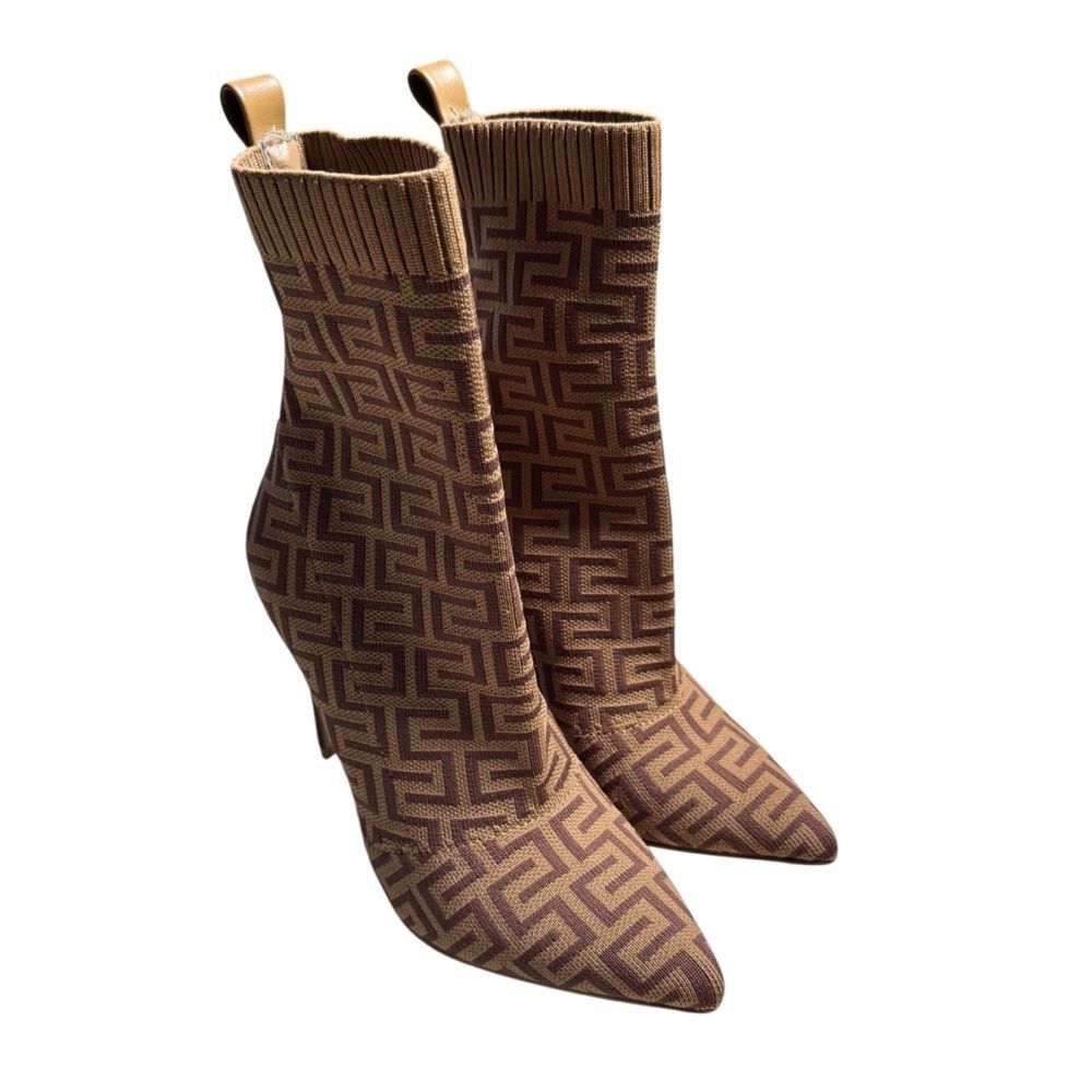 Steve Madden Diani Women's Brown Sock Heeled Calf Boots Size 6